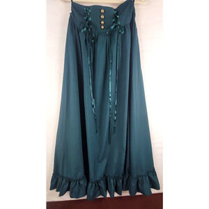 Scarlet Darkness Steampunk Gothic Maxi Skirt Women’s Small Teal Green Witchy
